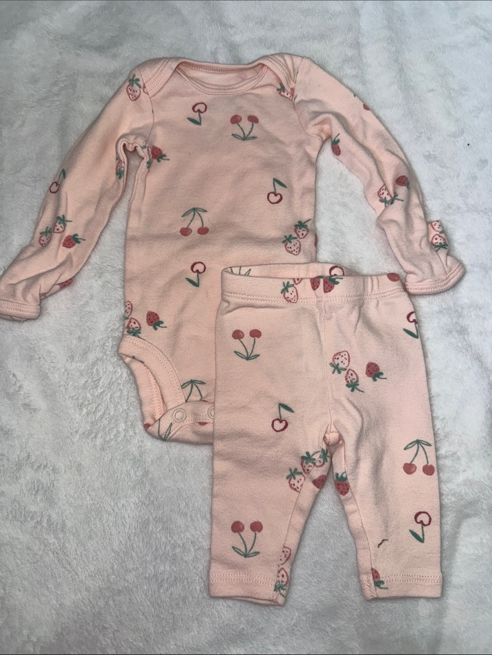 Newborn Pink Cherry & Strawberry One-Piece Set
